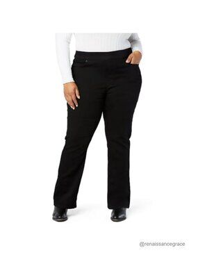 High Rise Pull On Bootcut Jeans Stretch Denim Shaping